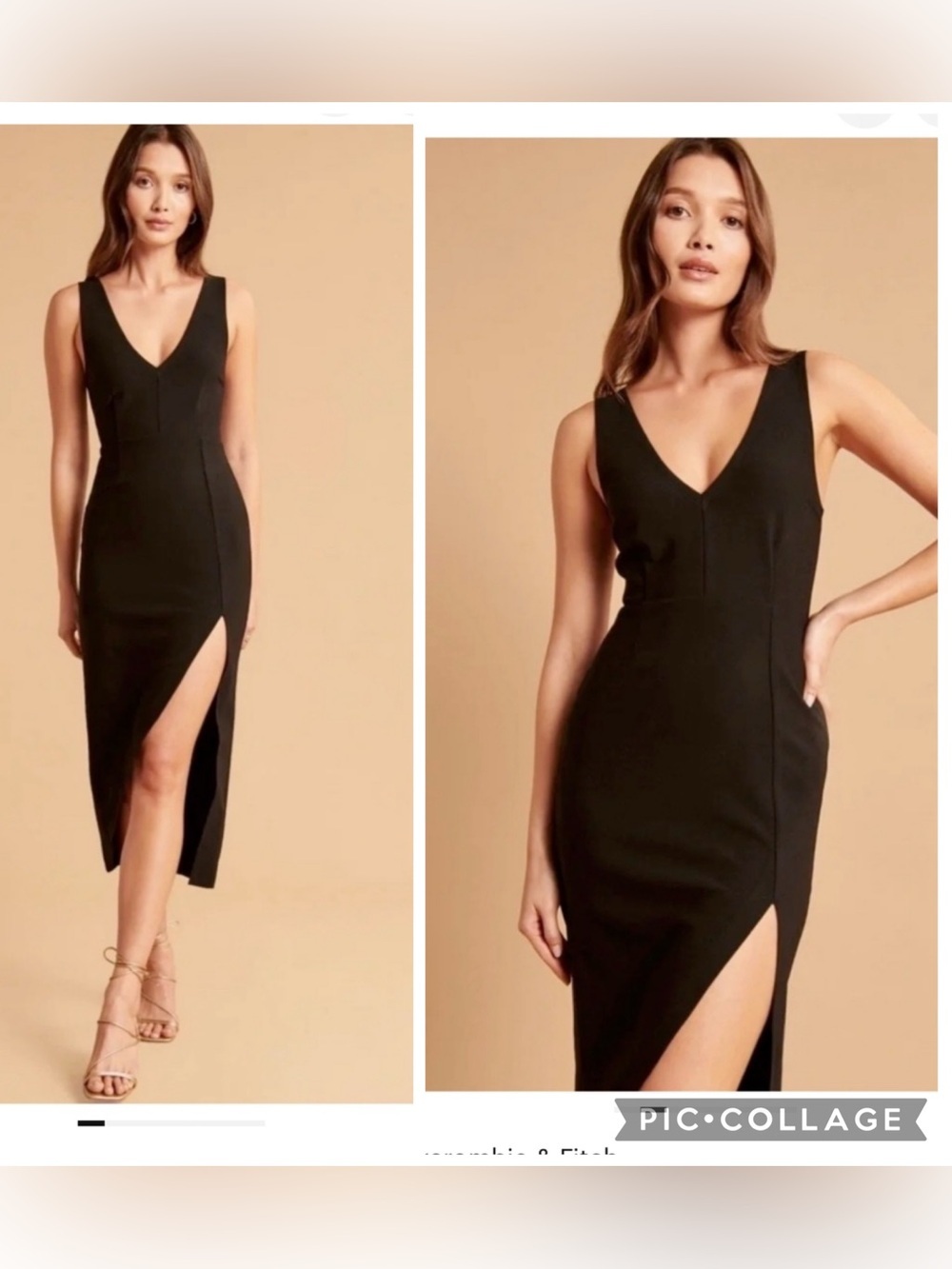 Abercrombie & Fitch Black V-Neck Mini Dress with Side Slit